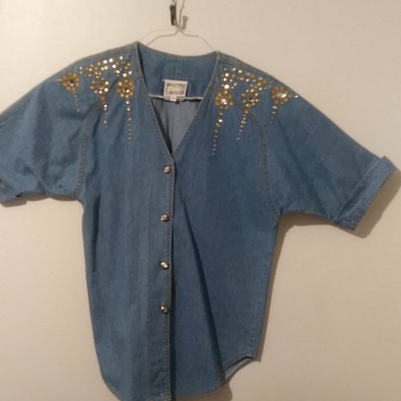 🔥 Sale🔥Vintage denim pant suit with Embellishments - Picture 2 of 10